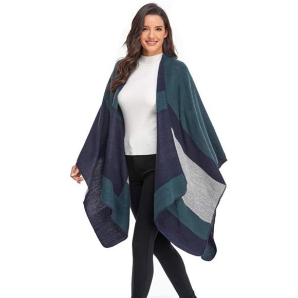 Women's Shawl Wraps Sweater Poncho Cape for Fall Winter - Picture 4 of 7